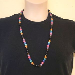 Vintage Onyx Dominant Real Gemstone Necklace